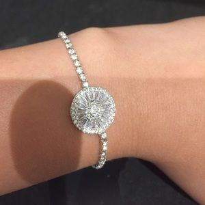 Silver plated Fancy C.Z adjustable bracelet